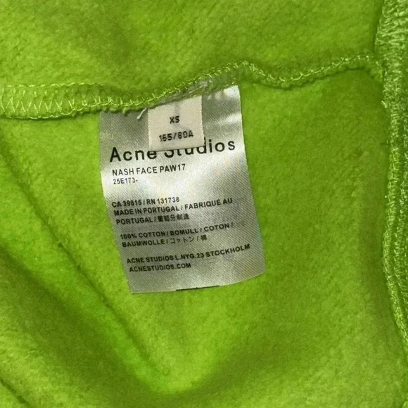 ACNE STUDIOS Auth LUX Nash Face Paint Neon Green Pullover Sweatshirt LS XS - Picture 11 of 11